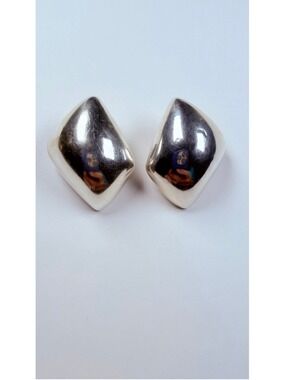 Simon Sebbag Modernist 3D Puffy Geometric 925 Sterling Silver Clip On Earrings